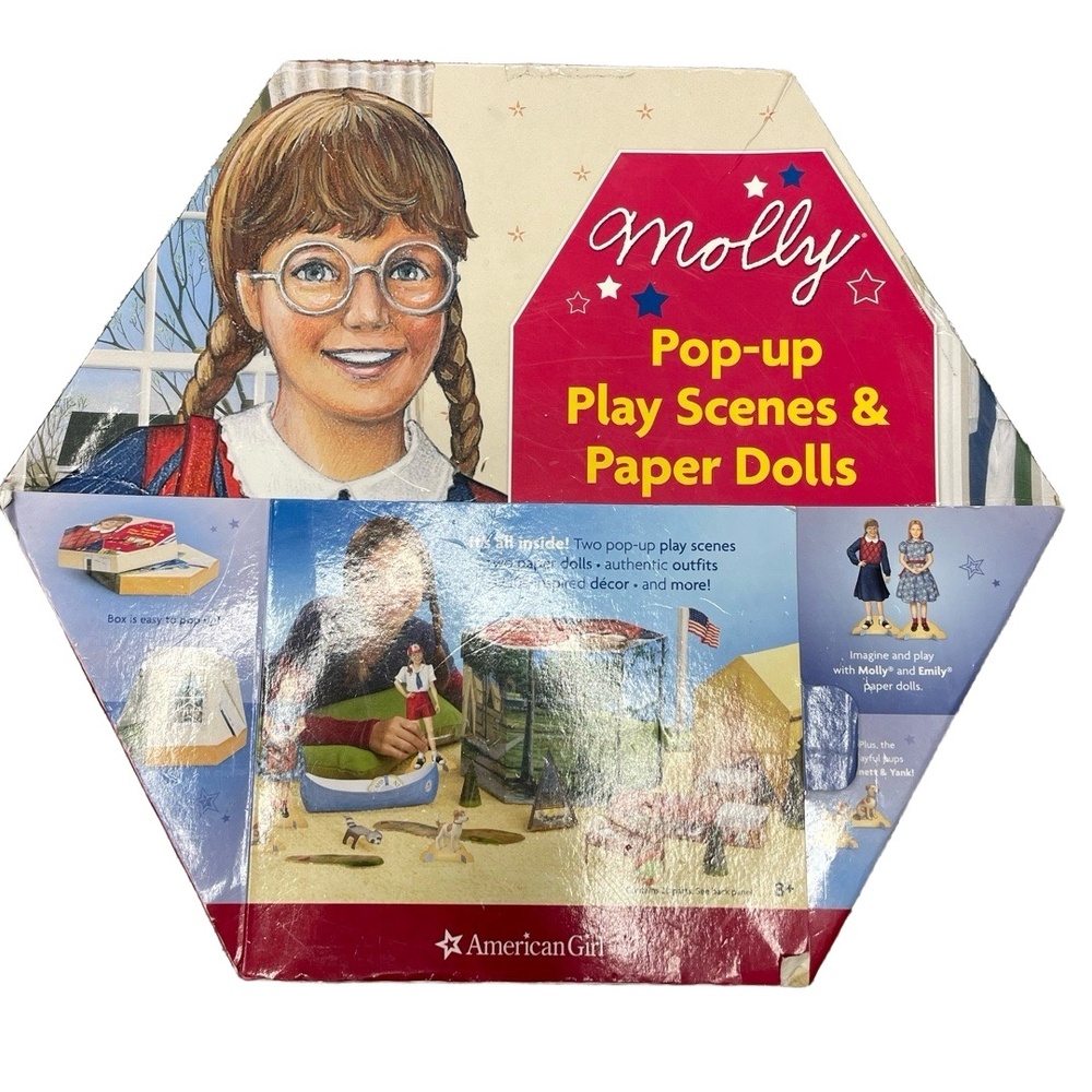 American Girl Molly Emily Camp Edition Paper Doll Pop Up play screen‎ free Toys